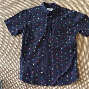 Men's Navy Blue Shirt with Multicolor Print
